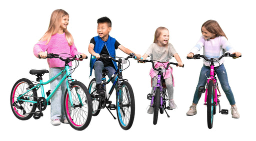 4 kids laughing and riding their Guardian Bikes