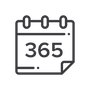 An icon of a calendar with the number 365 in it