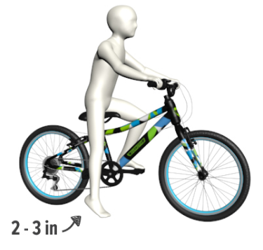 An image showing how a ride with a lot of experience should have their feet about 3 inches off the ground